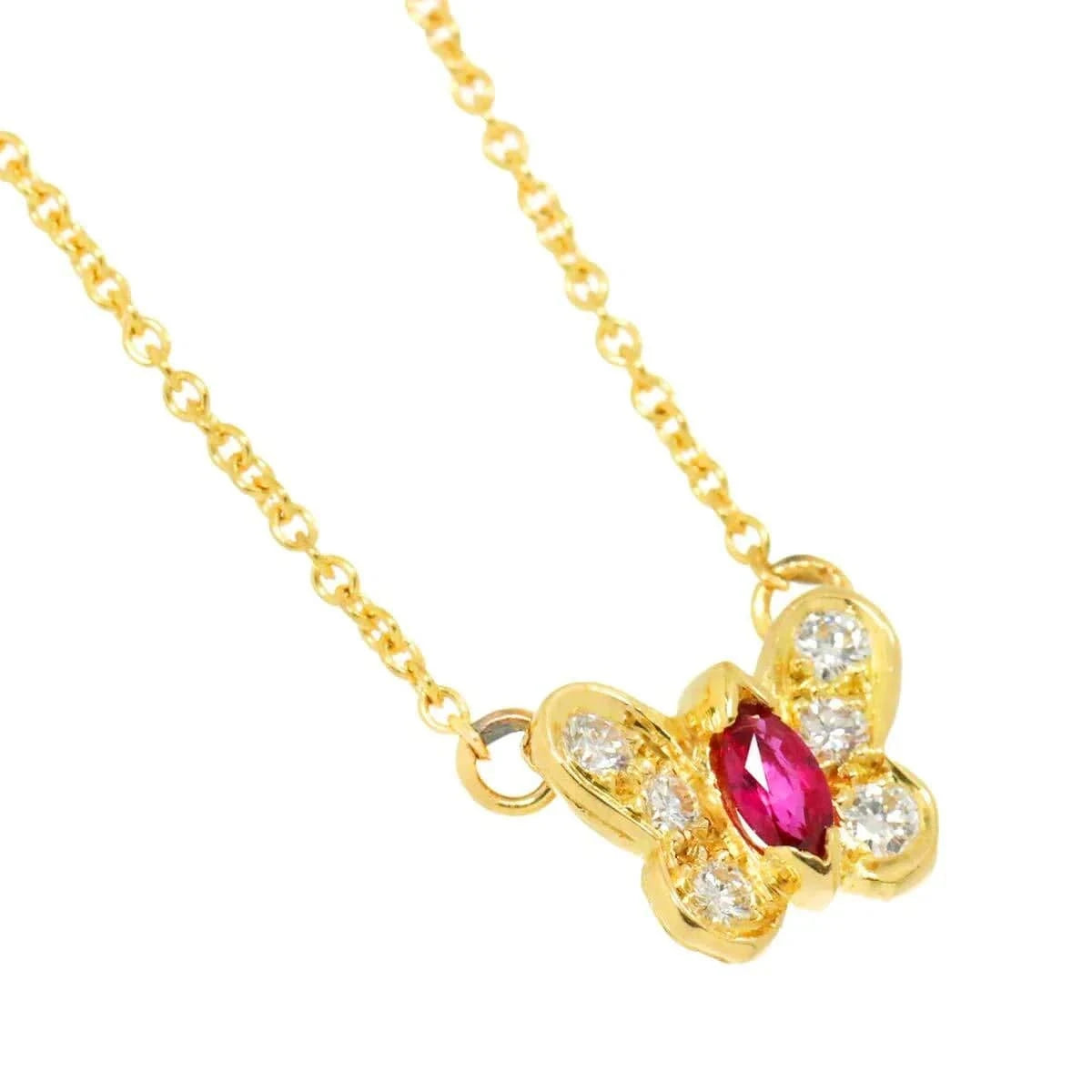 Luxury Promise Japan Van Cleef Arpels Papillon Ruby Diamond Necklace 18K YG 750 90273718