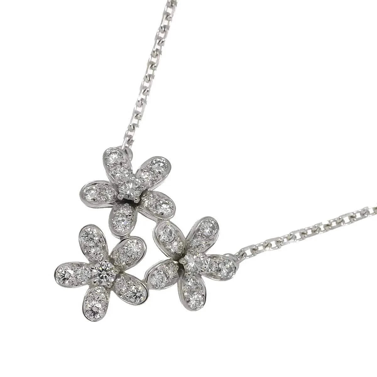 Luxury Promise Japan Van Cleef Arpels Socrate 3 Flower Diamond Necklace 18K WG 750 90276064