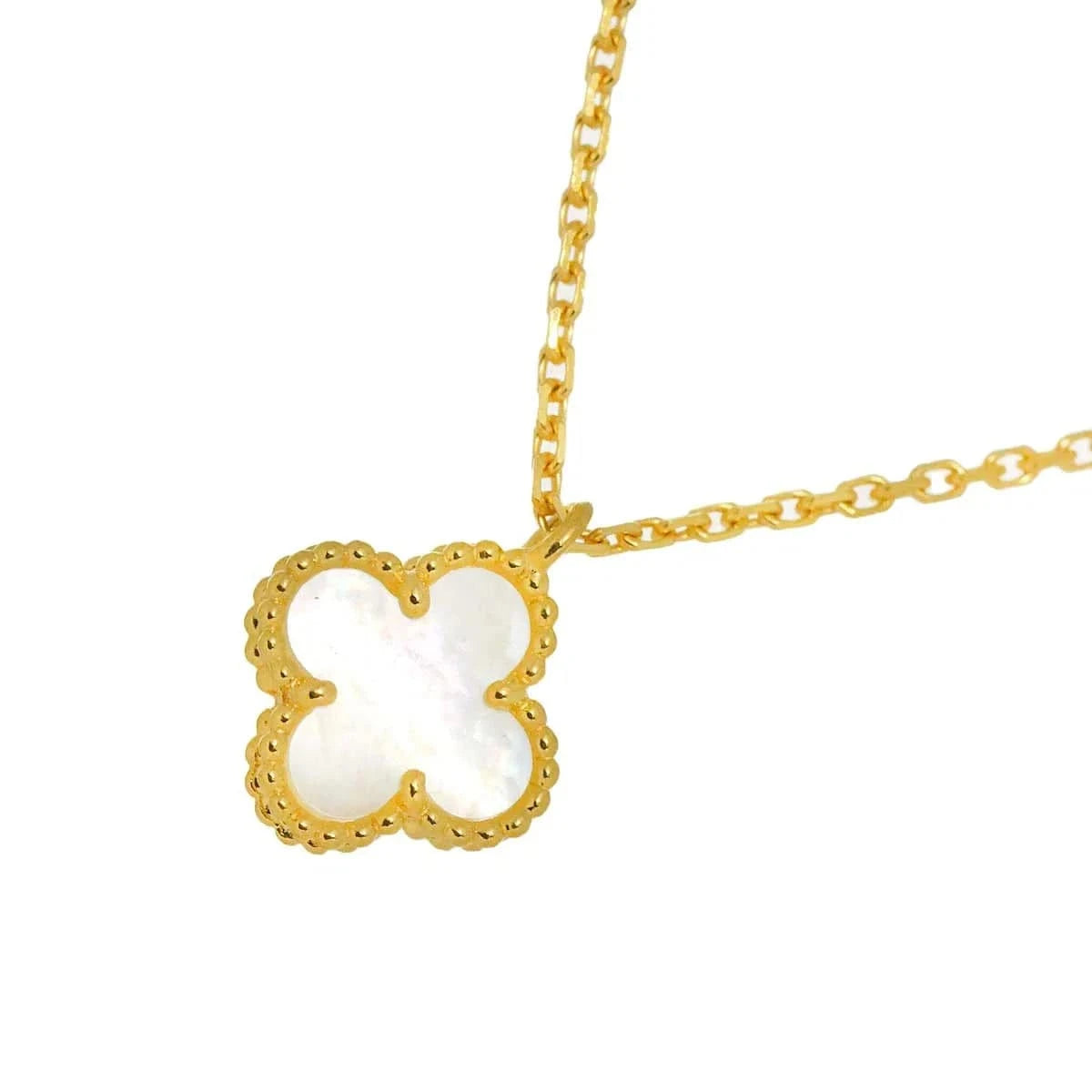 Luxury Promise Japan Van Cleef Arpels Sweet Alhambra Mother of Pearl MOP Necklace 18K YG 750 90286028