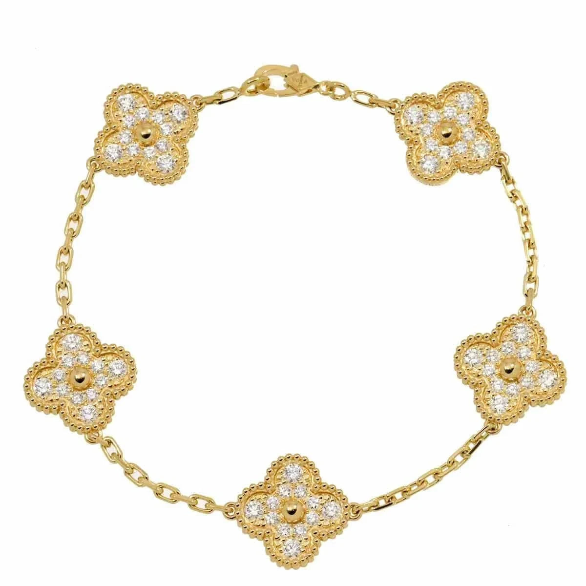 Luxury Promise Japan Van Cleef Arpels Vintage Alhambra Diamond Bracelet 18K YG 750 90273657