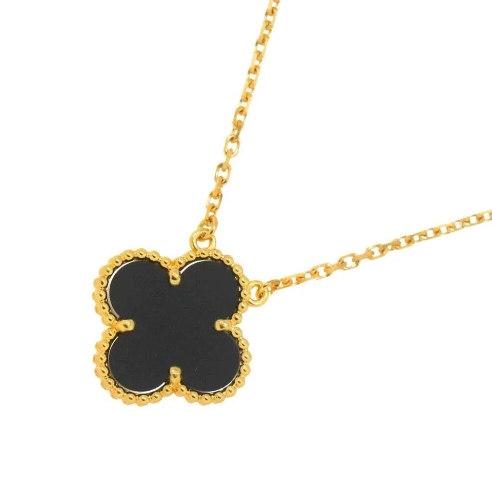 Luxury Promise Japan Van Cleef Arpels Vintage Alhambra Onyx Necklace 18K YG 750 90286942