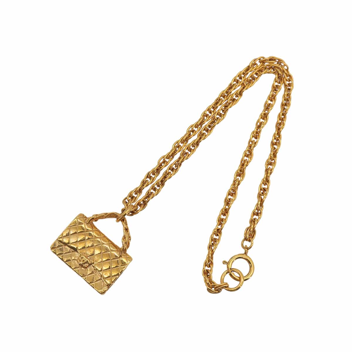 Luxury Promise Japan VINTAGE CHANEL BAG CHARM INSPIRED NECKLACE COCOMARK GOLD ACCESSORY 95P 90323149