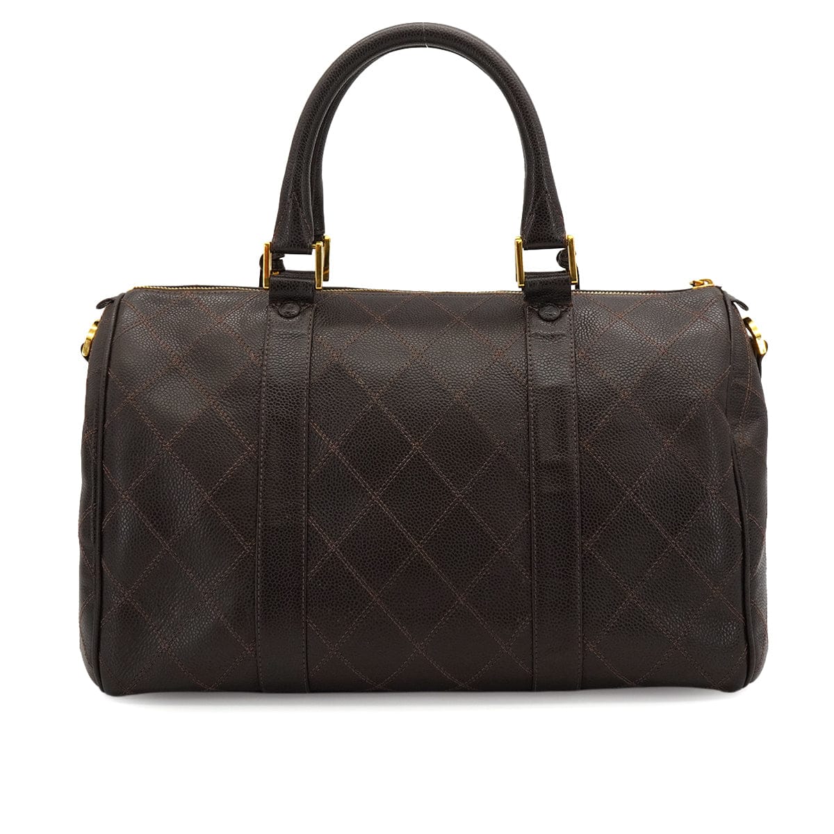 Luxury Promise Japan VINTAGE CHANEL BICOLORE BOSTON BAG BROWN CAVIAR SKIN GOLD HARDWARE 90335546