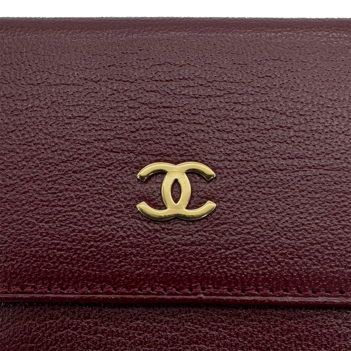 Luxury Promise Japan VINTAGE CHANEL BIFOLD COMPACT WALLET BORDEAUX LEATHER 90319977