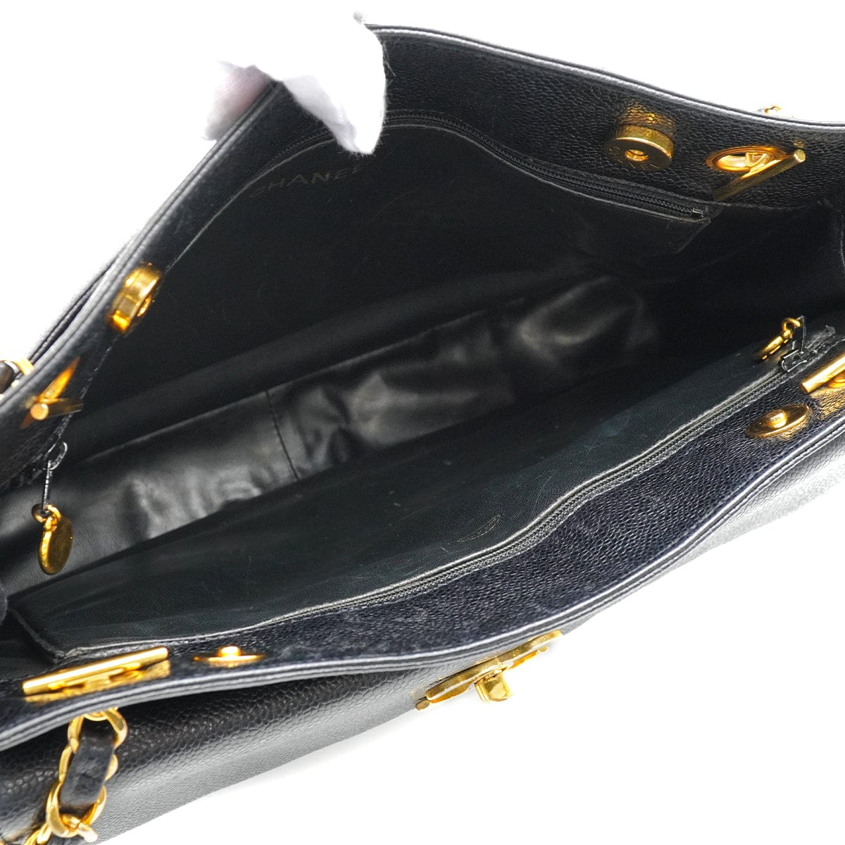 Luxury Promise Japan VINTAGE CHANEL BIG COCO CHAIN SHOULDER BAG BLACK CAVIAR SKIN GOLD HARDWARE 90335286