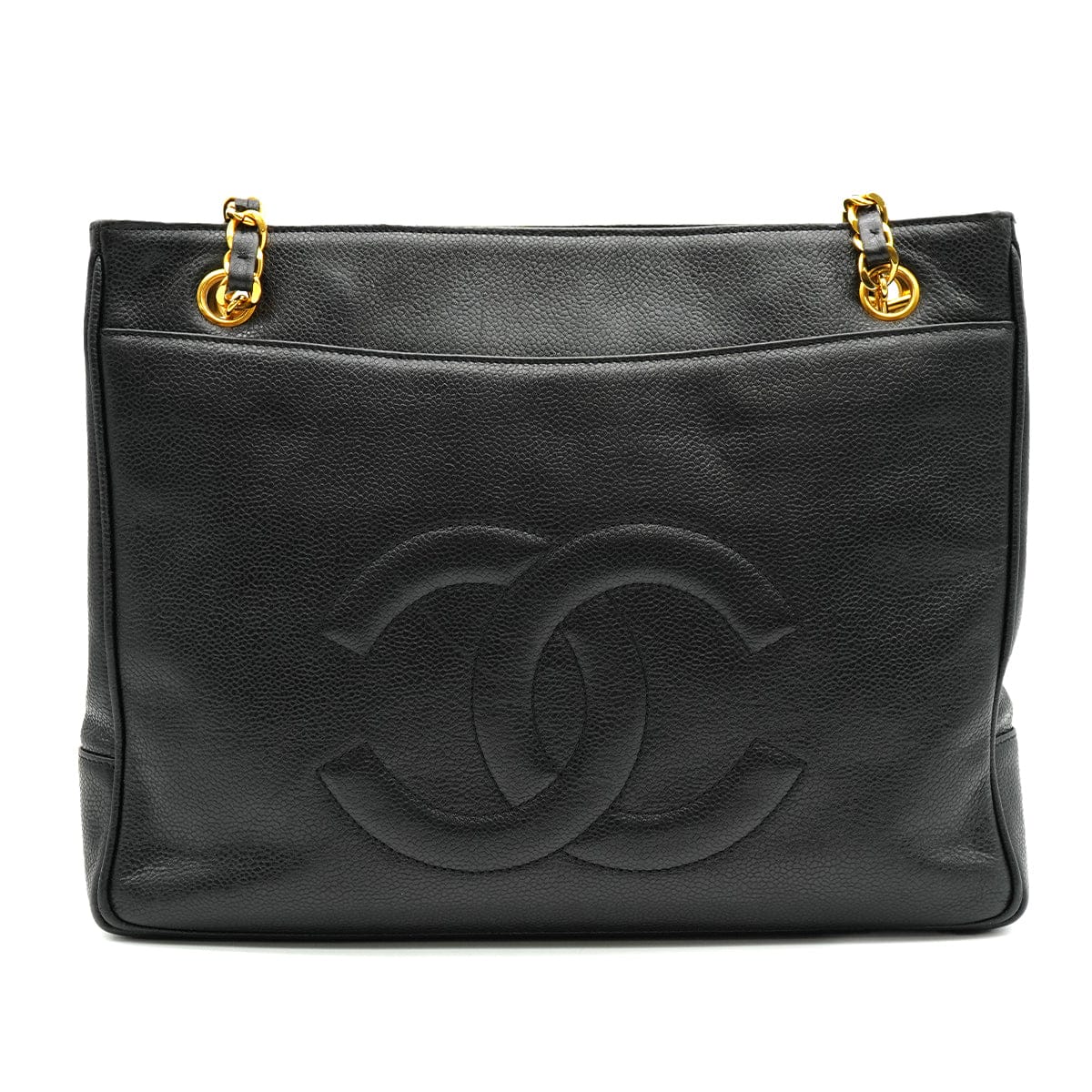 Luxury Promise Japan VINTAGE CHANEL BIG COCO CHAIN SHOULDER BAG BLACK CAVIAR SKIN GOLD HARDWARE 90335286