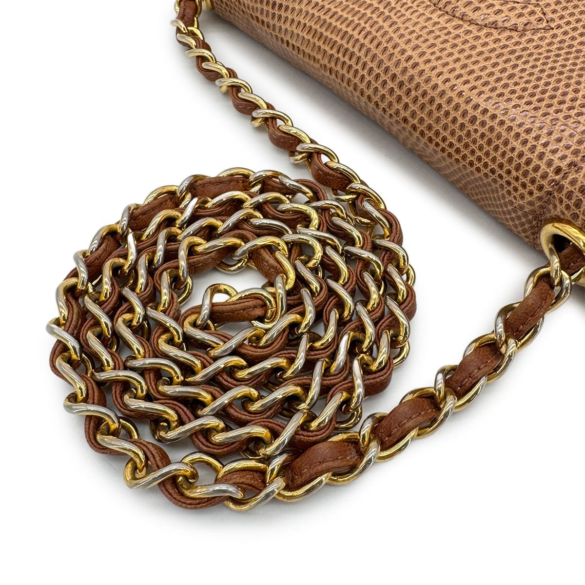 luxury promise japan VINTAGE CHANEL BIG COCO CHAIN SHOULDER BAG BROWN LIZARD 90303482