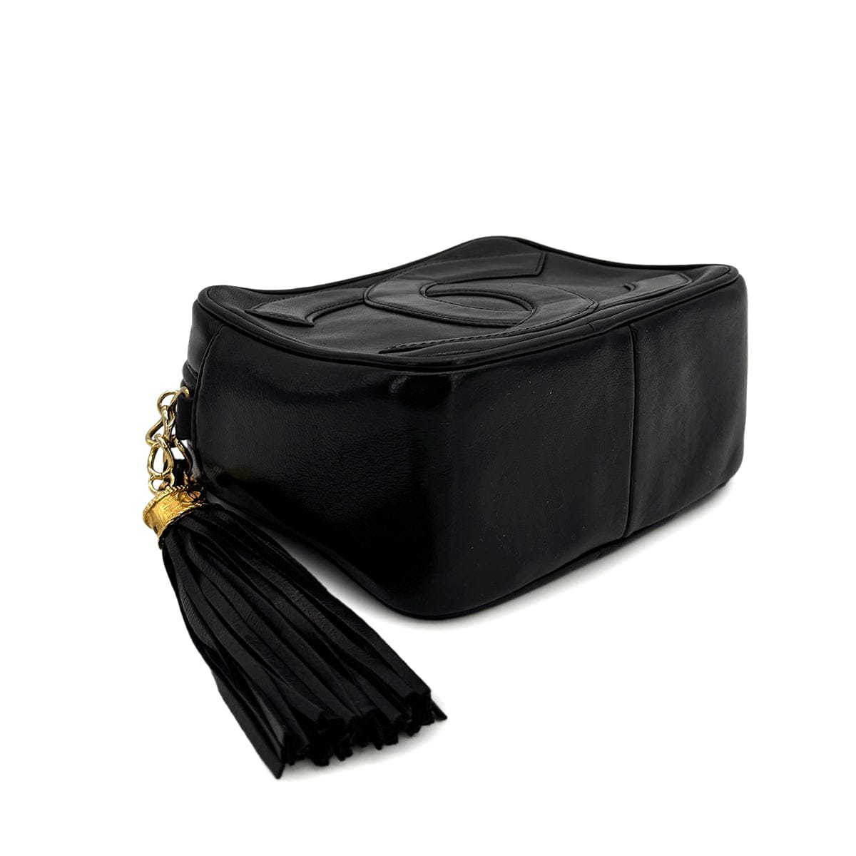 Luxury Promise Japan VINTAGE CHANEL BIG COCO CHAIN SHOULDER BAG FRINGE BLACK LAMB SKIN GOLD HARDWARE 90312606