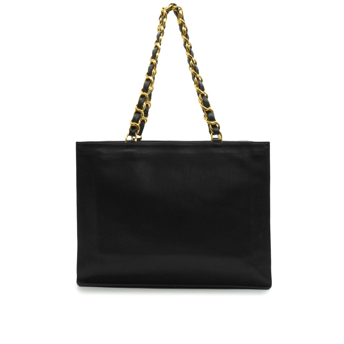 Luxury Promise Japan VINTAGE CHANEL BIG COCO CHAIN TOTE SHOULDER BAG BLACK LEATHER GOLD HARDWARE 90345505