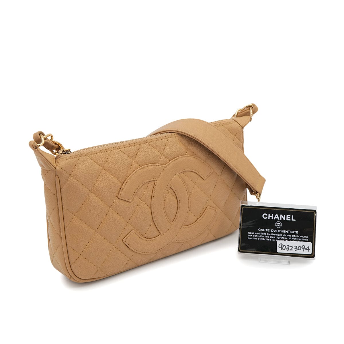 Luxury Promise Japan VINTAGE CHANEL BIG COCO MATELASSE CHAIN SHOULDER BAG BEIGE CAVIAR SKIN GOLD HARDWARE 90323094