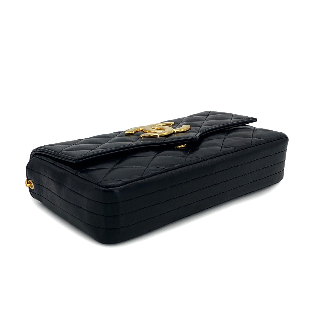 Luxury Promise Japan VINTAGE CHANEL BIG COCO MATELASSE CHAIN SHOULDER BAG BLACK LAMB SKIN GOLD HARDWARE 90315874