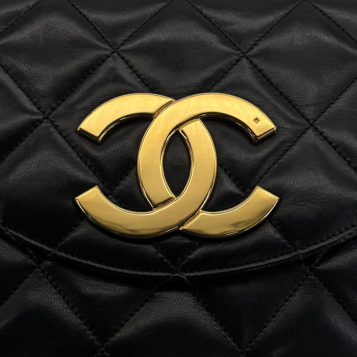 Luxury Promise Japan VINTAGE CHANEL BIG COCO MATELASSE CHAIN SHOULDER BAG BLACK LAMB SKIN GOLD HARDWARE 90324132