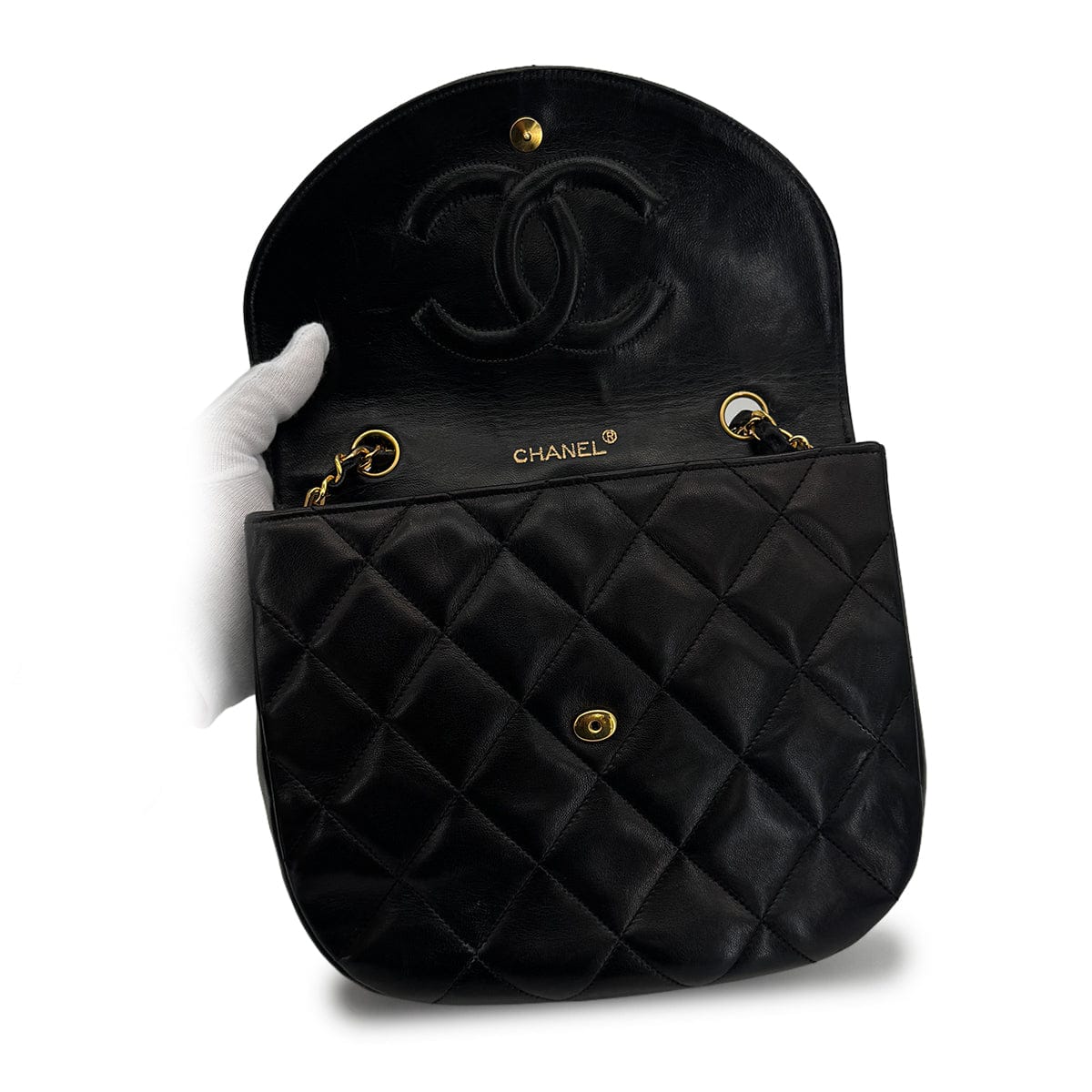 Luxury Promise Japan VINTAGE CHANEL BIG COCO MATELASSE CHAIN SHOULDER BAG BLACK LAMB SKIN GOLD HARDWARE 90324132