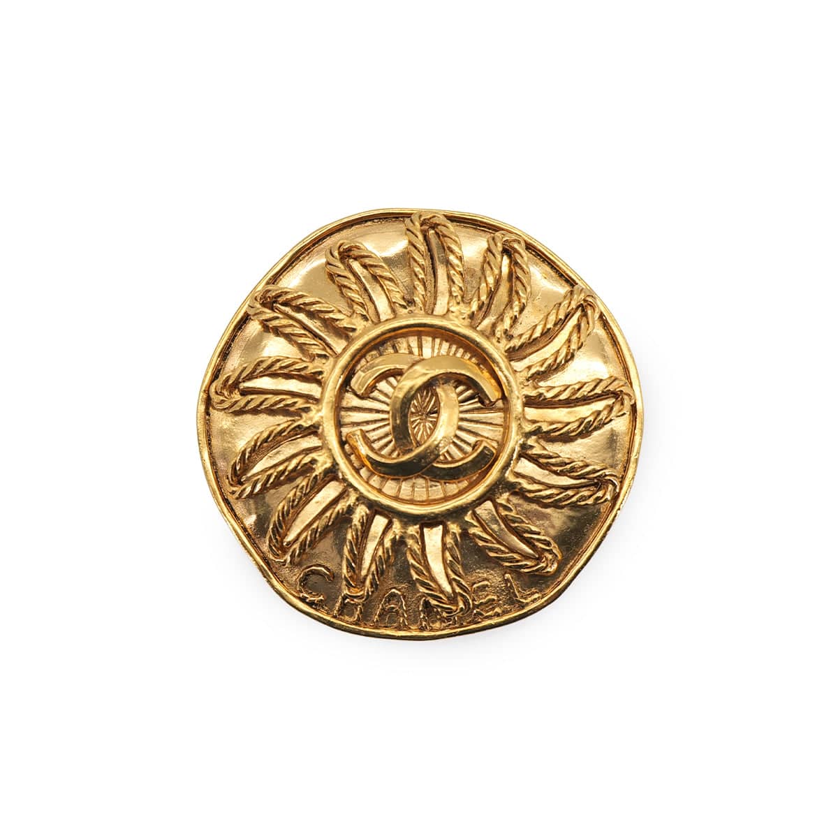 Luxury Promise Japan VINTAGE CHANEL BROOCH COCOSUN COCOMARK LOGO GOLD ACCESSORY 94A 90322937