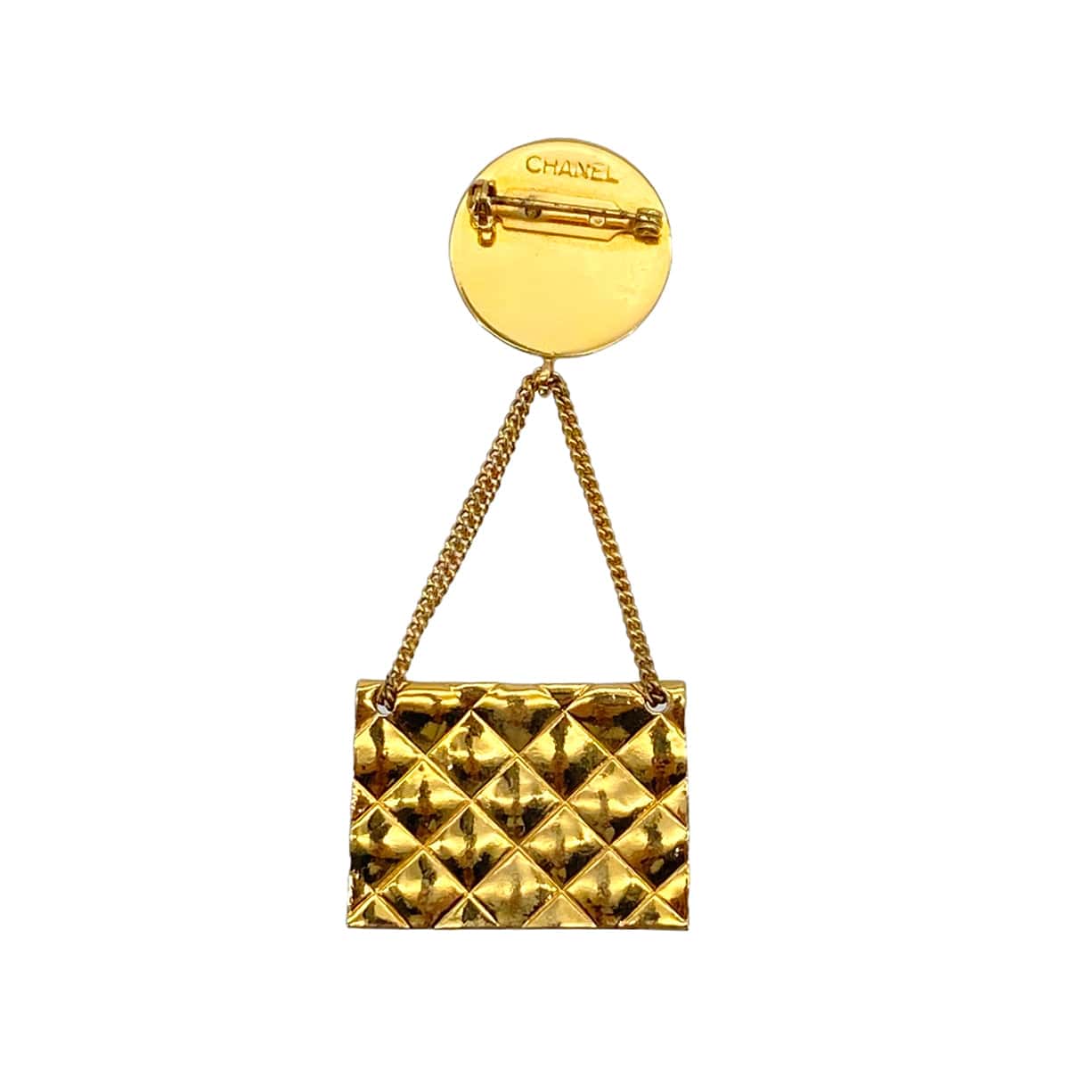 Luxury Promise Japan VINTAGE CHANEL BROOCH MATELASSE BAG MOTIF GOLD ACCESSORY 90319592