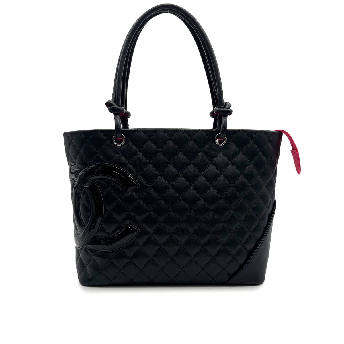Luxury Promise Japan VINTAGE CHANEL CAMBON LINE BIG COCO TOTE BAG BLACK LEATHER 90315625