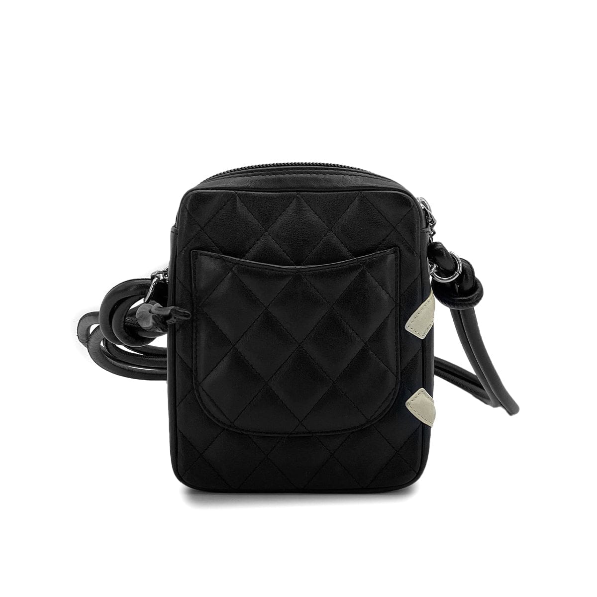Luxury Promise Japan VINTAGE CHANEL CAMBON LINE SHOULDER BAG BLACK LEATHER SILVER HARDWARE 90311884