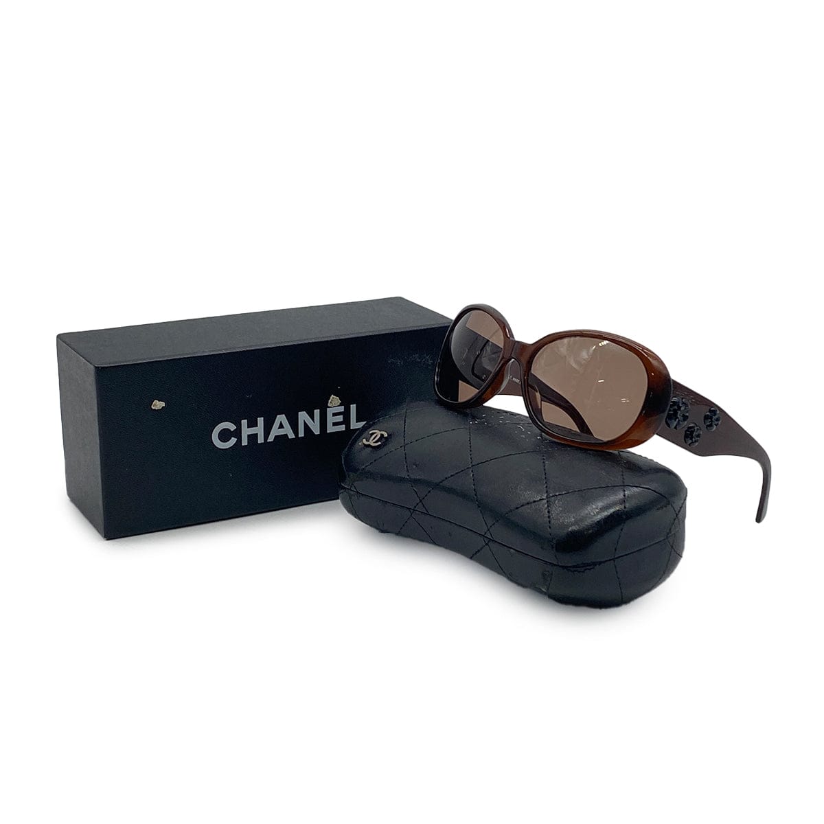 Luxury Promise Japan VINTAGE CHANEL CAMELLIA COCOMARK SUNGLASSES BROWN EYEWEAR 90328020