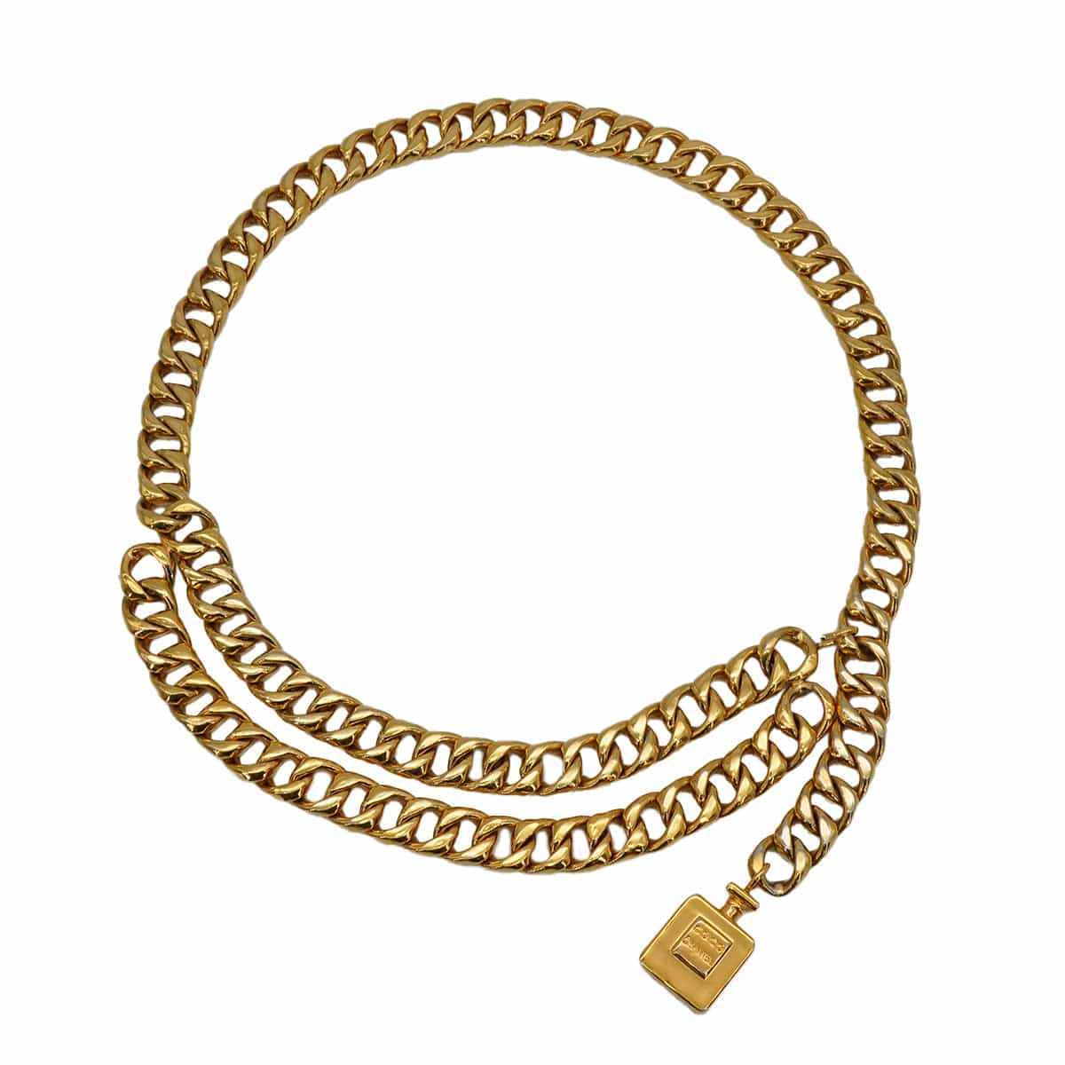 Luxury Promise Japan VINTAGE CHANEL CHAIN BELT PERFUME MOTIF CHARM GOLD ACCESSORY 90334891