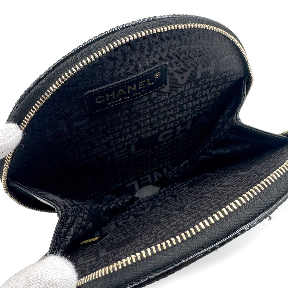 Luxury Promise Japan VINTAGE CHANEL CHAIN HAND BAG RECORD MOTIF BLACK PATENT LEATHER 90321009