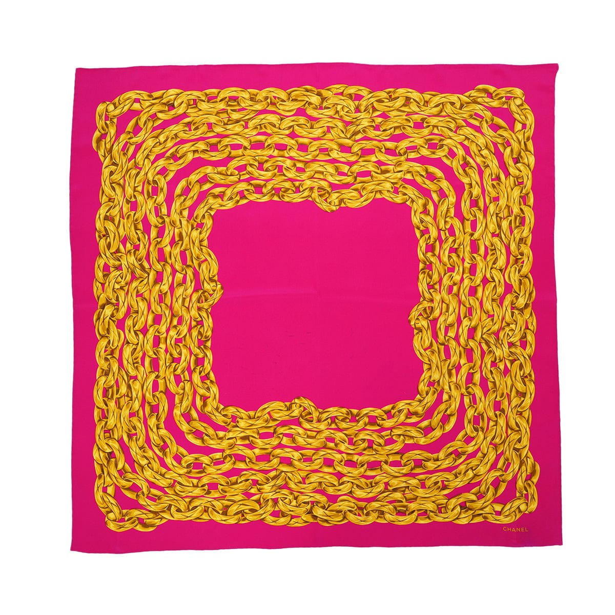 Luxury Promise Japan VINTAGE CHANEL CHAIN PATTERN SCARF PINK SILK 90324778