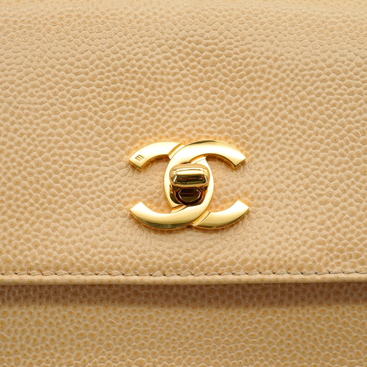 VINTAGE CHANEL CHAIN SHOULDER BAG BEIGE CAVIAR SKIN GOLD HARDWARE 90343933
