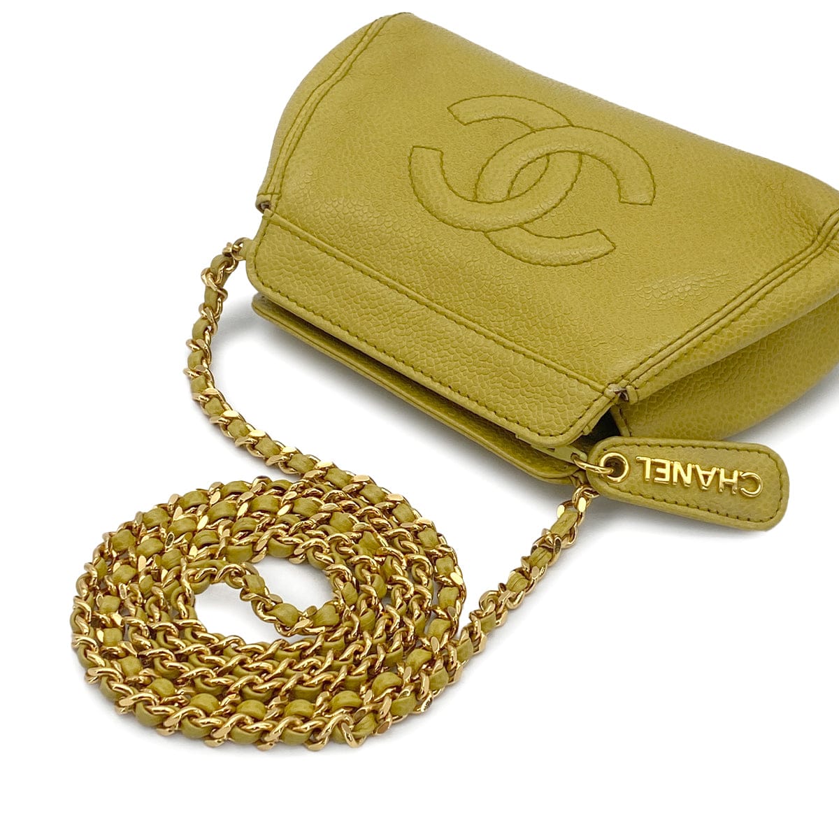 Luxury Promise Japan VINTAGE CHANEL CHAIN SHOULDER BAG YELLOW CAVIAR SKIN GOLD HARDWARE 90317294