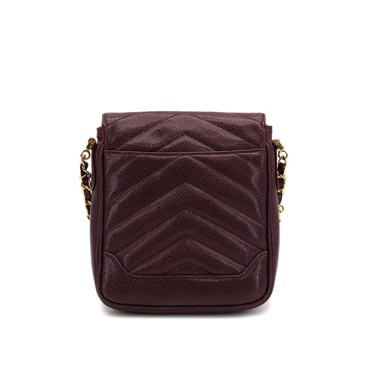 Luxury Promise Japan VINTAGE CHANEL CHEVRON CHAIN SHOULDER BAG BURGUNDY CAVIAR SKIN GOLD HARDWARE 90323193