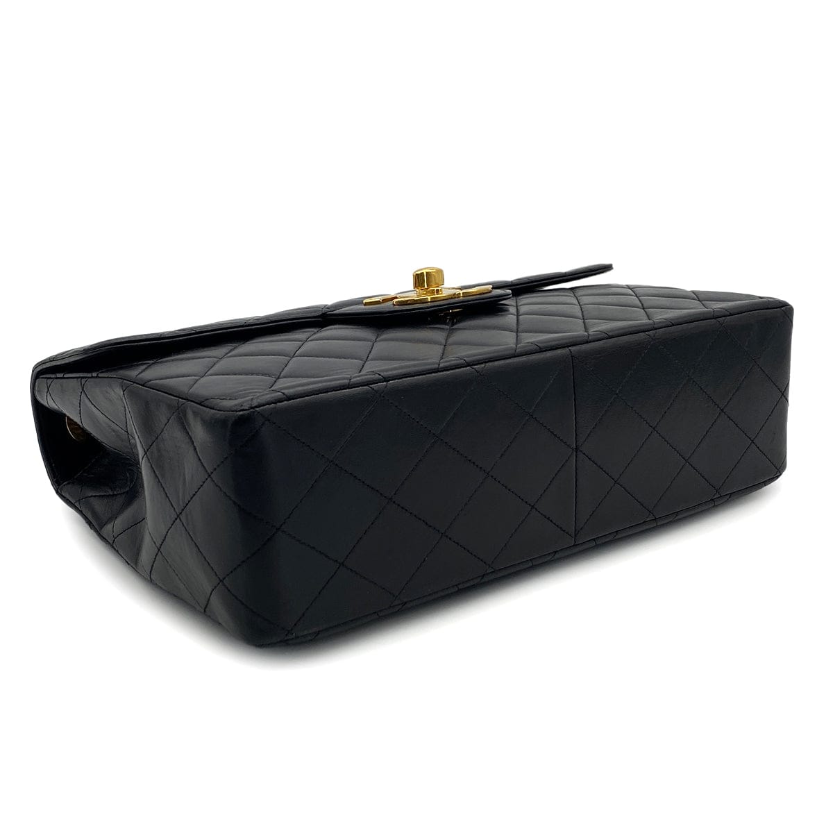Luxury Promise Japan VINTAGE CHANEL CLASSIC FLAP JUMBO CHAIN SHOULDER BAG BLACK LAMB SKIN GOLD HARDWARE 90324817