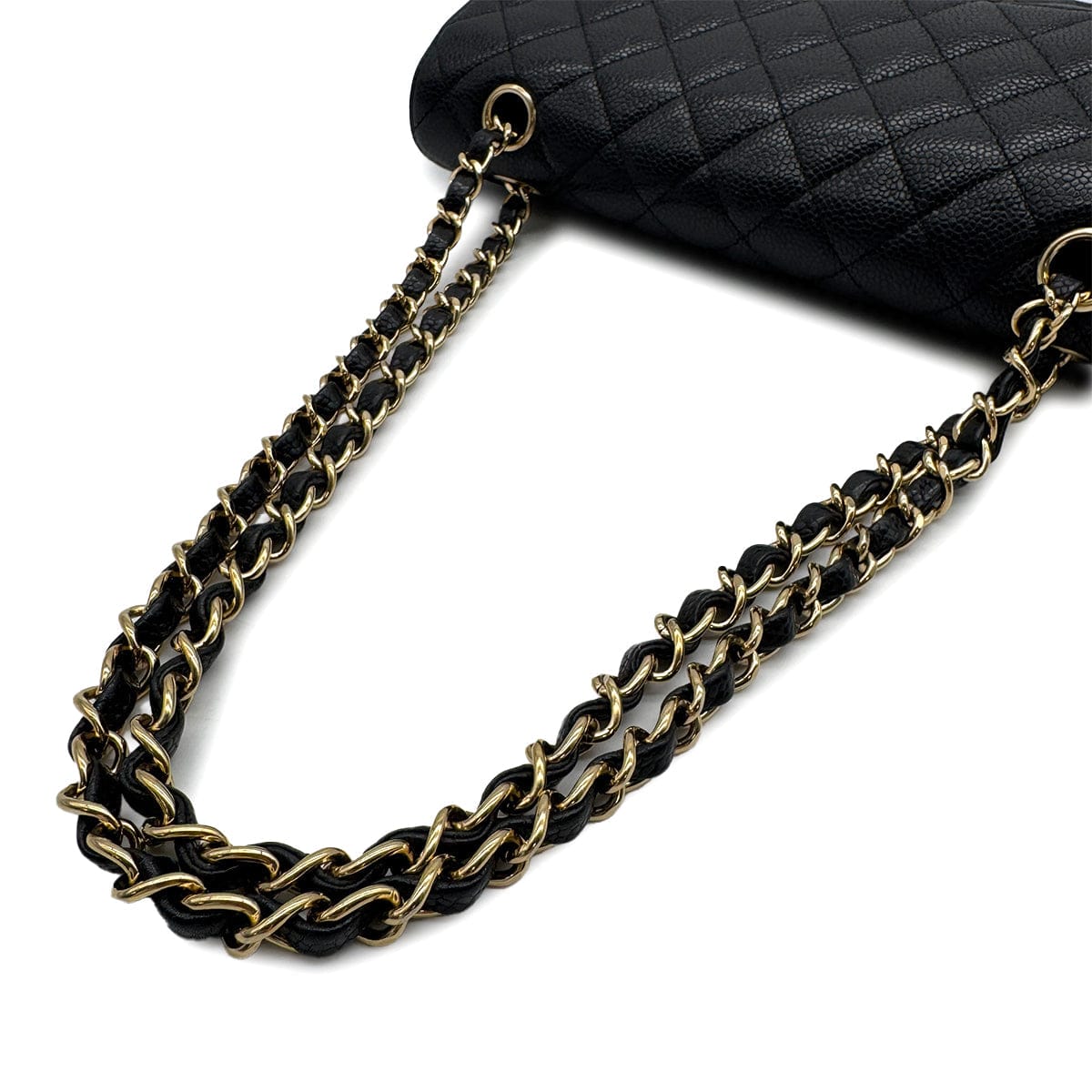 Luxury Promise Japan VINTAGE CHANEL CLASSIC FLAP MEDIUM CHAIN SHOULDER BAG BLACK CAVIAR SKIN GOLD HARDWARE 90313556