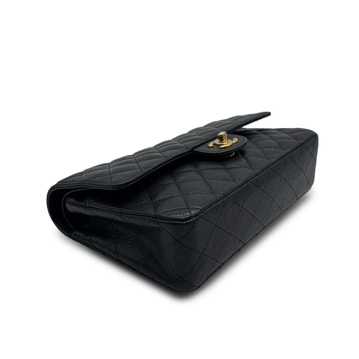 Luxury Promise Japan VINTAGE CHANEL CLASSIC FLAP MEDIUM CHAIN SHOULDER BAG BLACK CAVIAR SKIN GOLD HARDWARE 90313556