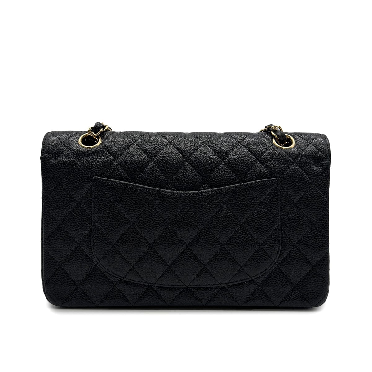 Luxury Promise Japan VINTAGE CHANEL CLASSIC FLAP MEDIUM CHAIN SHOULDER BAG BLACK CAVIAR SKIN GOLD HARDWARE 90313556