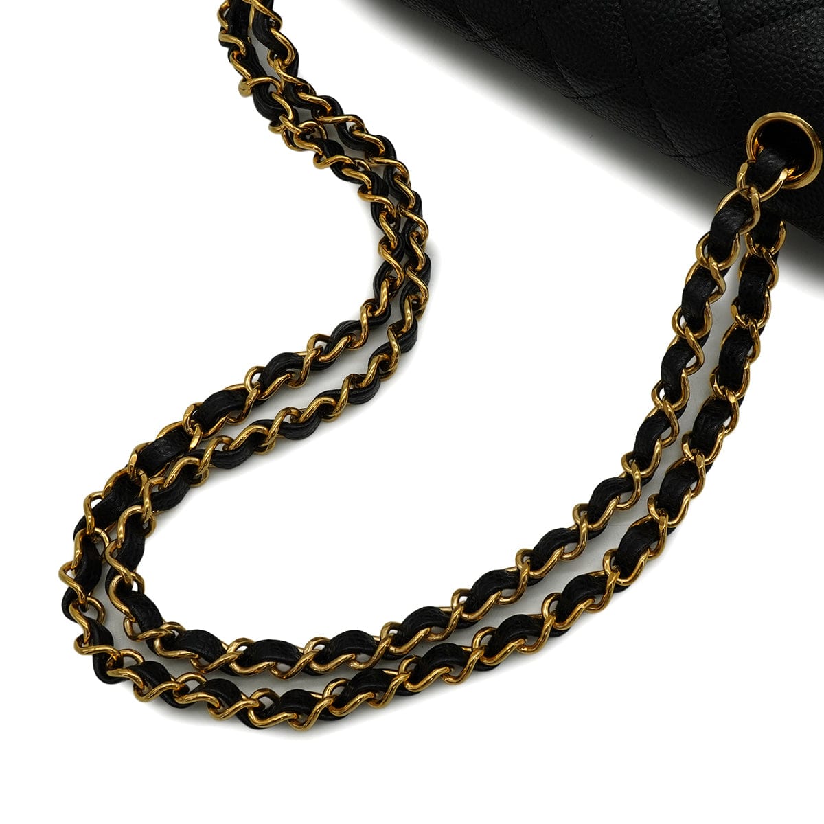 Luxury Promise Japan VINTAGE CHANEL CLASSIC FLAP MEDIUM CHAIN SHOULDER BAG BLACK CAVIAR SKIN GOLD HARDWARE 90345073