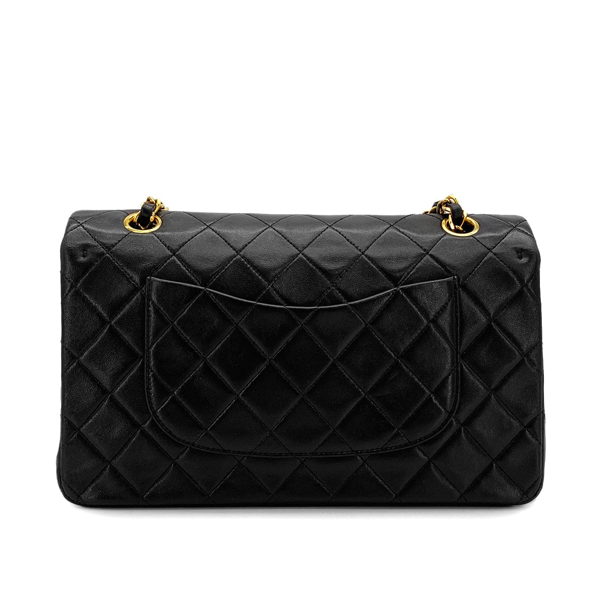 Luxury Promise Japan VINTAGE CHANEL CLASSIC FLAP MEDIUM CHAIN SHOULDER BAG BLACK LAMB SKIN GOLD HARDWARE 90322292