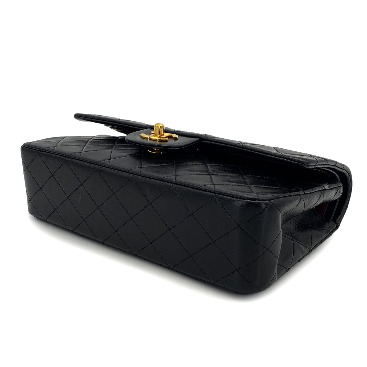 Luxury Promise Japan VINTAGE CHANEL CLASSIC FLAP MEDIUM CHAIN SHOULDER BAG BLACK LAMB SKIN GOLD HARDWARE 90322292