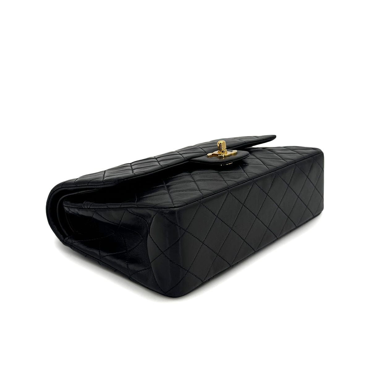 Luxury Promise Japan VINTAGE CHANEL CLASSIC FLAP MEDIUM CHAIN SHOULDER BAG BLACK LAMB SKIN GOLD HARDWARE 90323199