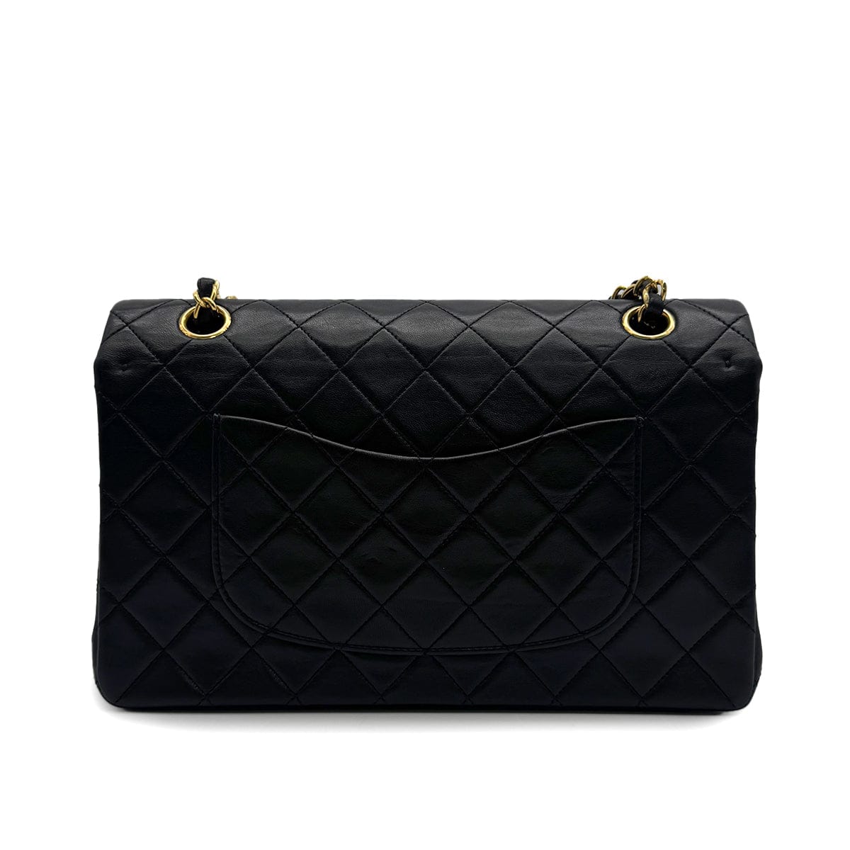 Luxury Promise Japan VINTAGE CHANEL CLASSIC FLAP MEDIUM CHAIN SHOULDER BAG BLACK LAMB SKIN GOLD HARDWARE 90323456