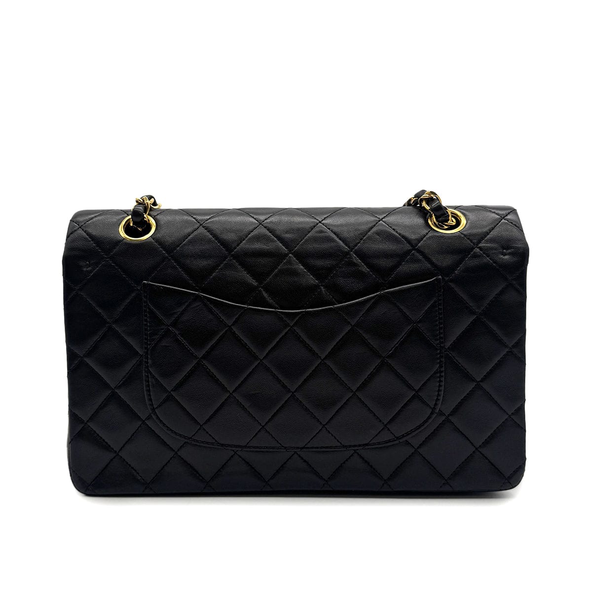 Luxury Promise Japan VINTAGE CHANEL CLASSIC FLAP MEDIUM CHAIN SHOULDER BAG BLACK LAMB SKIN GOLD HARDWARE 90323981