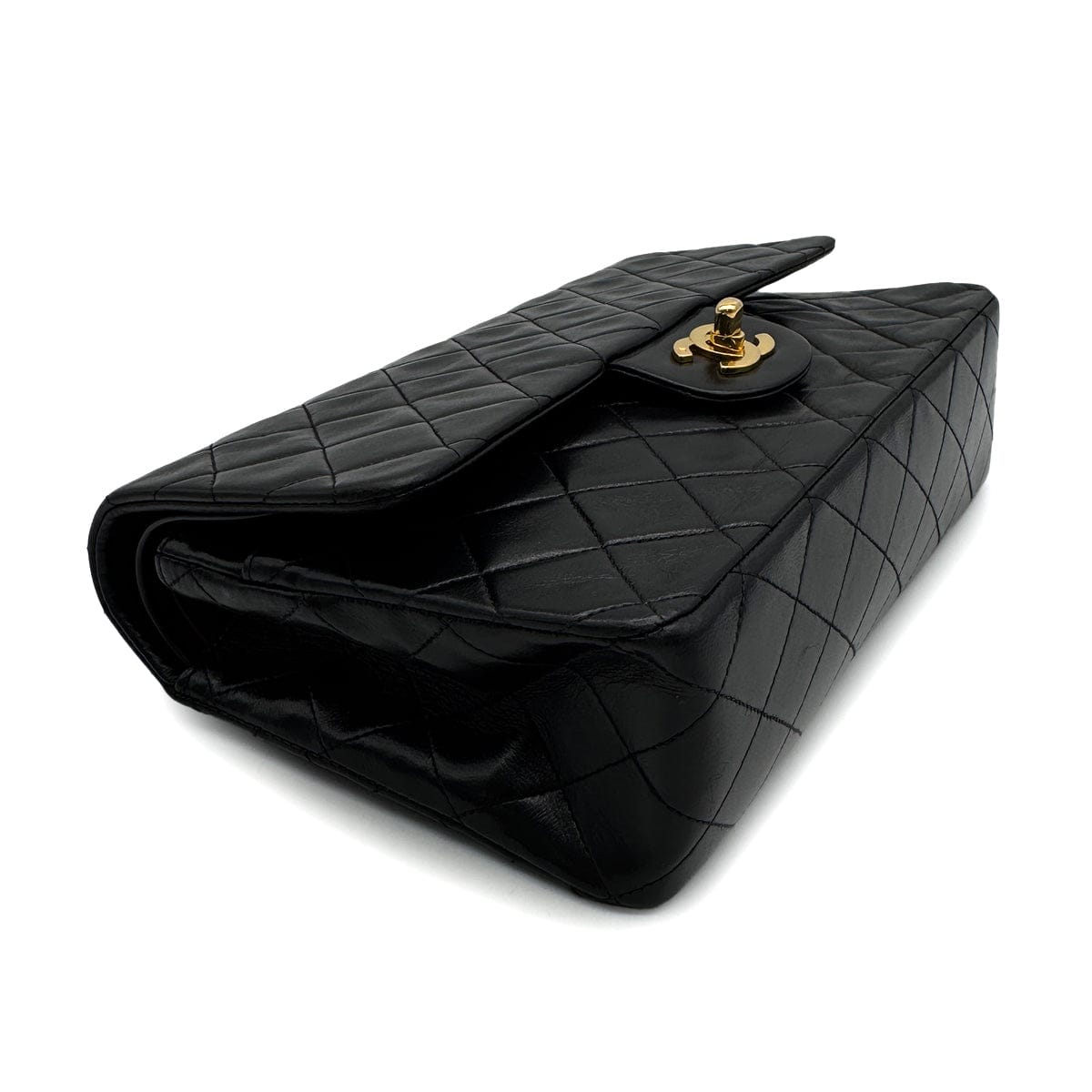 Luxury Promise Japan VINTAGE CHANEL CLASSIC FLAP MEDIUM CHAIN SHOULDER BAG BLACK LAMB SKIN GOLD HARDWARE 90323981