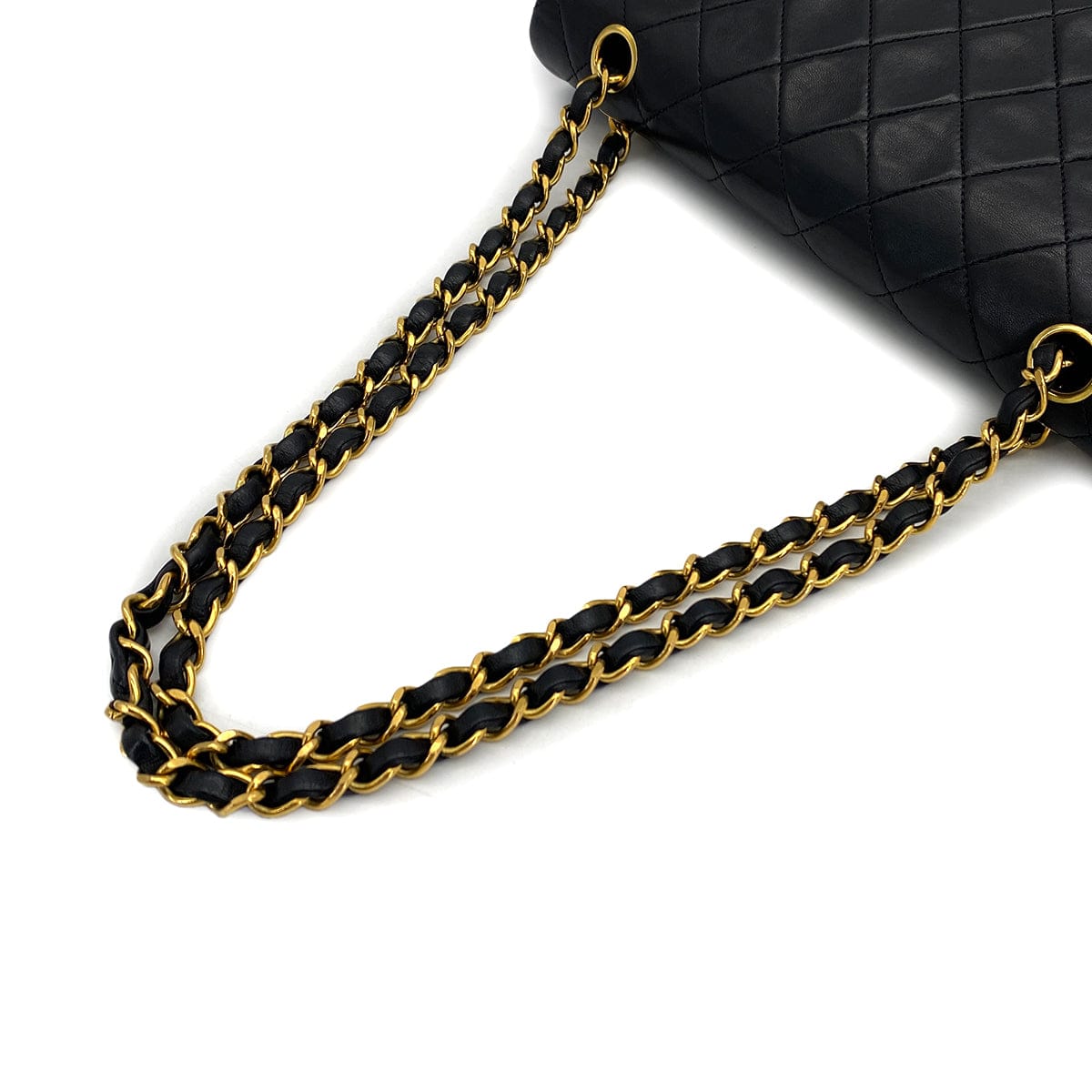 Luxury Promise Japan VINTAGE CHANEL CLASSIC FLAP MEDIUM CHAIN SHOULDER BAG BLACK LAMB SKIN GOLD HARDWARE 90324140
