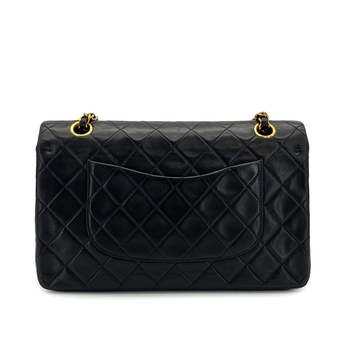 Luxury Promise Japan VINTAGE CHANEL CLASSIC FLAP MEDIUM CHAIN SHOULDER BAG BLACK LAMB SKIN GOLD HARDWARE 90324140