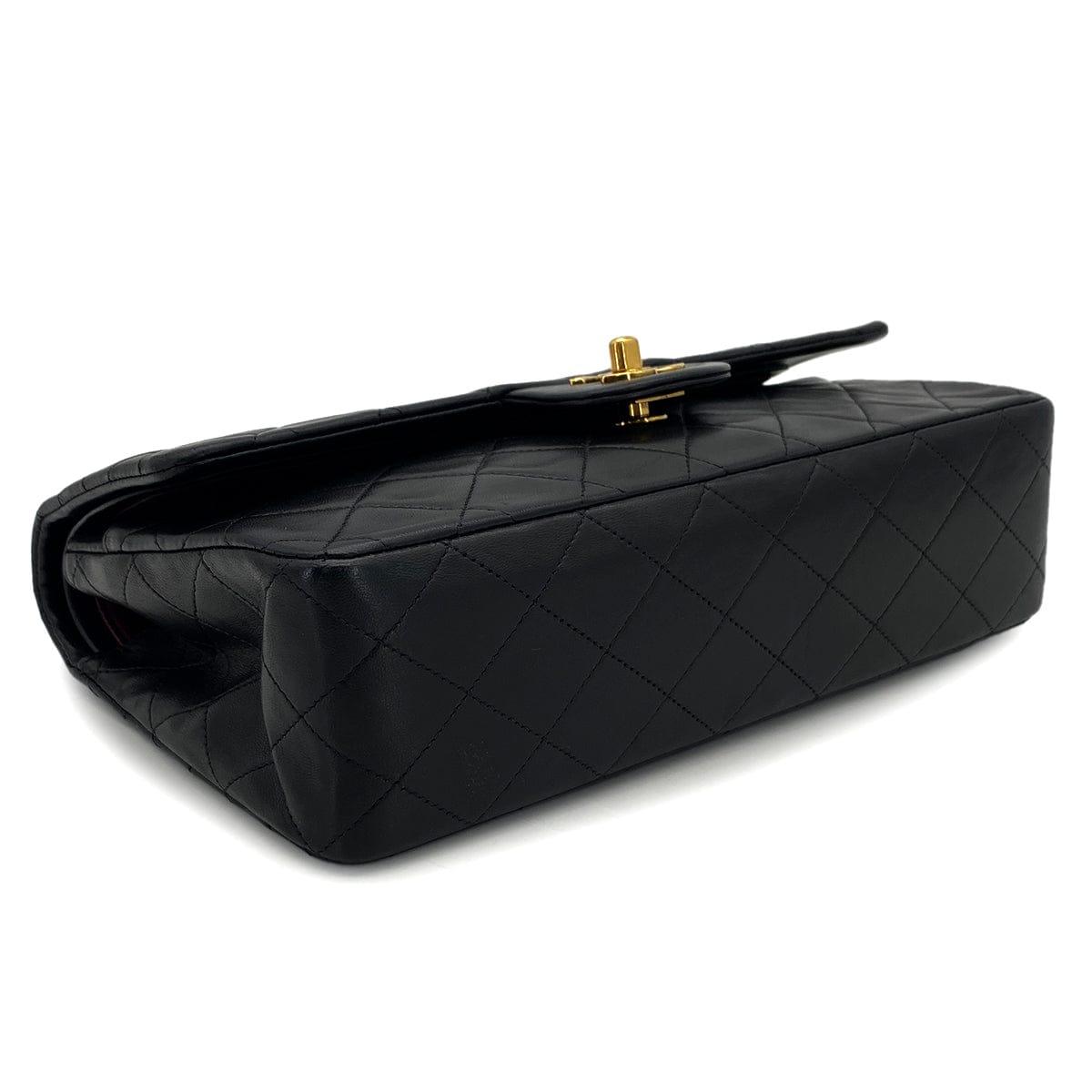 Luxury Promise Japan VINTAGE CHANEL CLASSIC FLAP MEDIUM CHAIN SHOULDER BAG BLACK LAMB SKIN GOLD HARDWARE 90324140