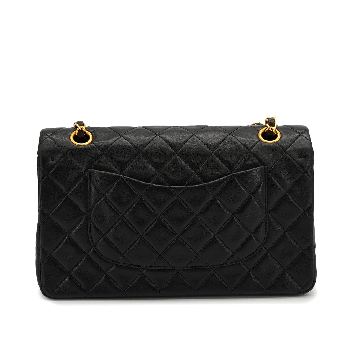 Luxury Promise Japan VINTAGE CHANEL CLASSIC FLAP MEDIUM CHAIN SHOULDER BAG BLACK LAMB SKIN GOLD HARDWARE 90326857