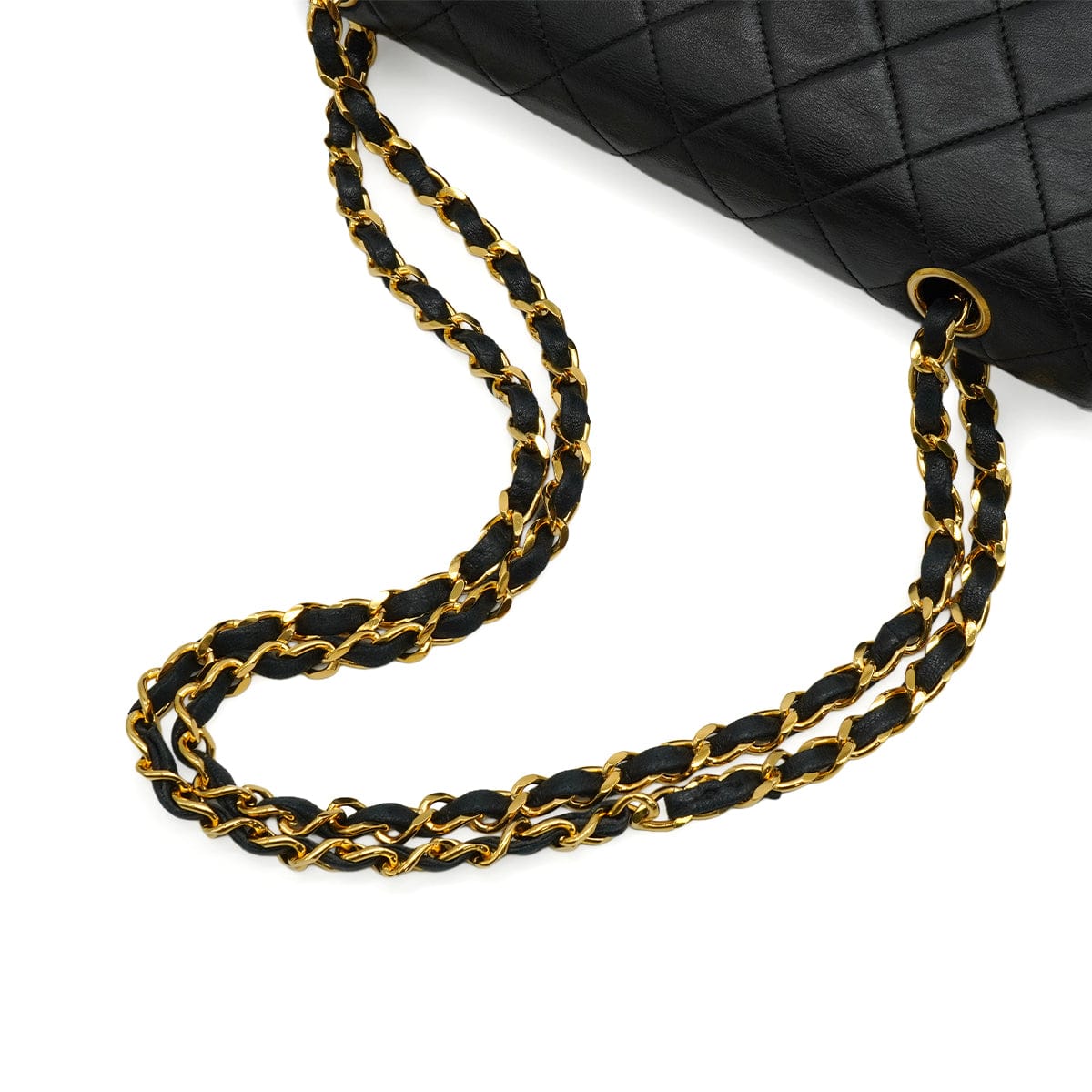 Luxury Promise Japan VINTAGE CHANEL CLASSIC FLAP MEDIUM CHAIN SHOULDER BAG BLACK LAMB SKIN GOLD HARDWARE 90328464