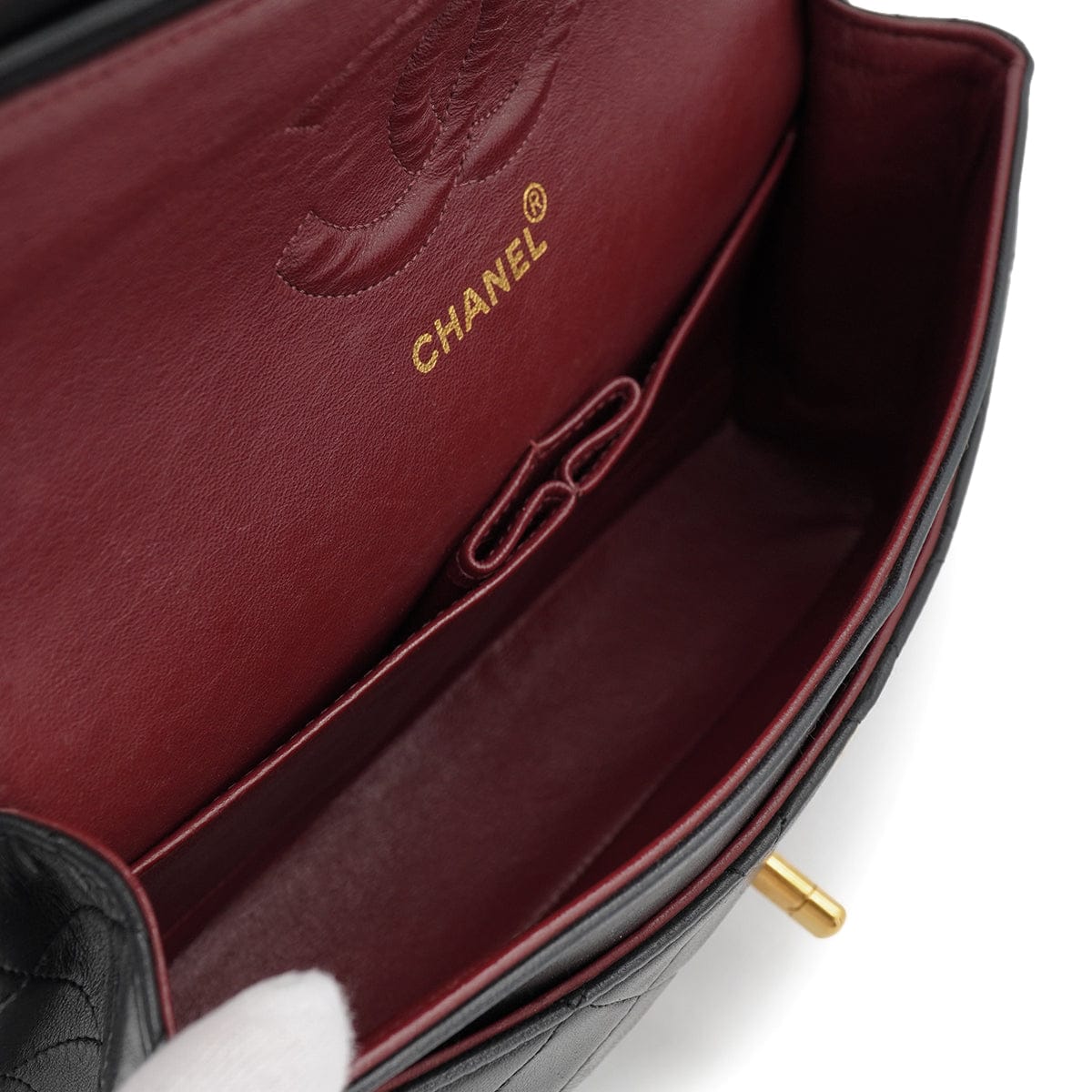 Luxury Promise Japan VINTAGE CHANEL CLASSIC FLAP MEDIUM CHAIN SHOULDER BAG BLACK LAMB SKIN GOLD HARDWARE 90333179