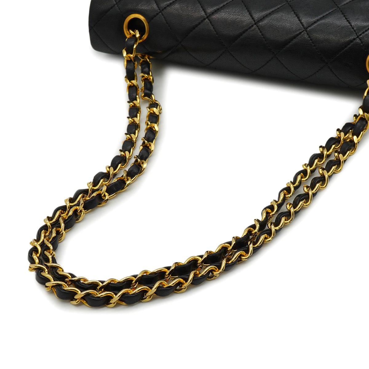 Luxury Promise Japan VINTAGE CHANEL CLASSIC FLAP MEDIUM CHAIN SHOULDER BAG BLACK LAMB SKIN GOLD HARDWARE 90343408