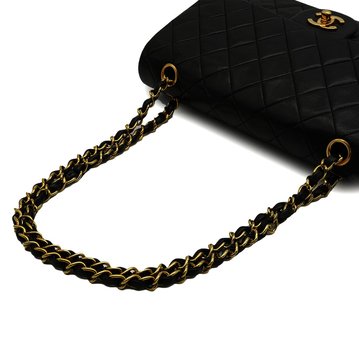 Luxury Promise Japan VINTAGE CHANEL CLASSIC FLAP MEDIUM CHAIN SHOULDER BAG BLACK LAMB SKIN GOLD HARDWARE 90343612