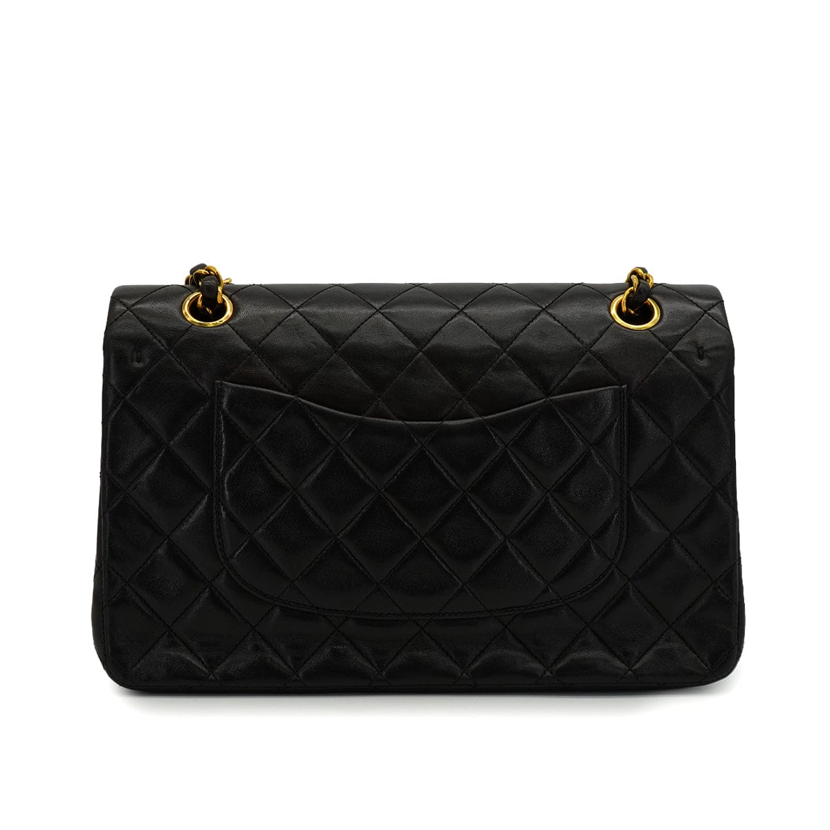 Luxury Promise Japan VINTAGE CHANEL CLASSIC FLAP MEDIUM CHAIN SHOULDER BAG BLACK LAMB SKIN GOLD HARDWARE 90343625