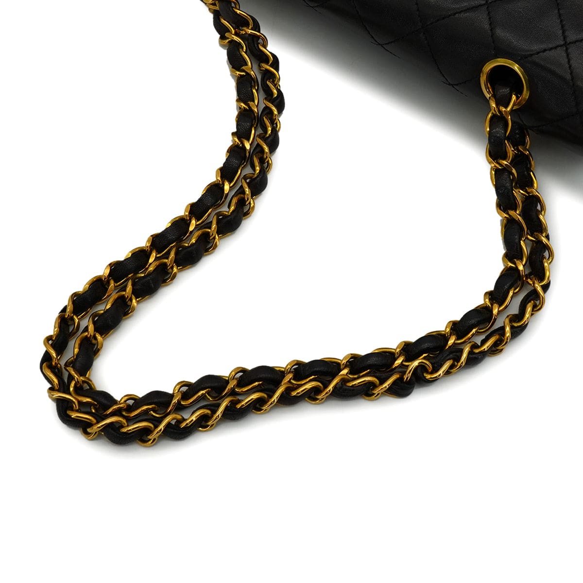 Luxury Promise Japan VINTAGE CHANEL CLASSIC FLAP MEDIUM CHAIN SHOULDER BAG BLACK LAMB SKIN GOLD HARDWARE 90343625