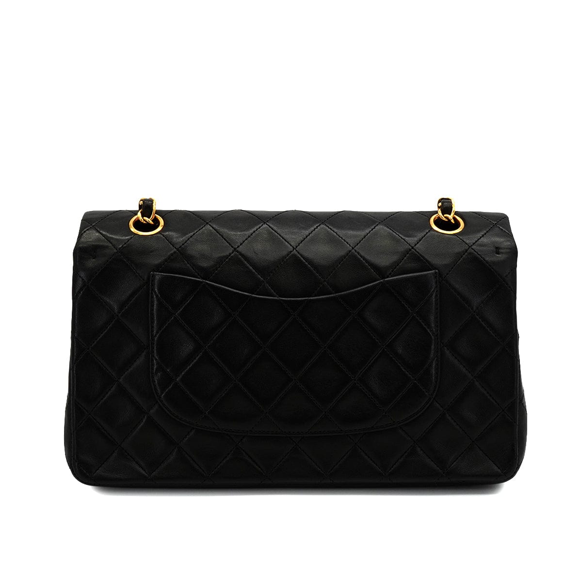 Luxury Promise Japan VINTAGE CHANEL CLASSIC FLAP MEDIUM CHAIN SHOULDER BAG BLACK LAMB SKIN GOLD HARDWARE 90343950